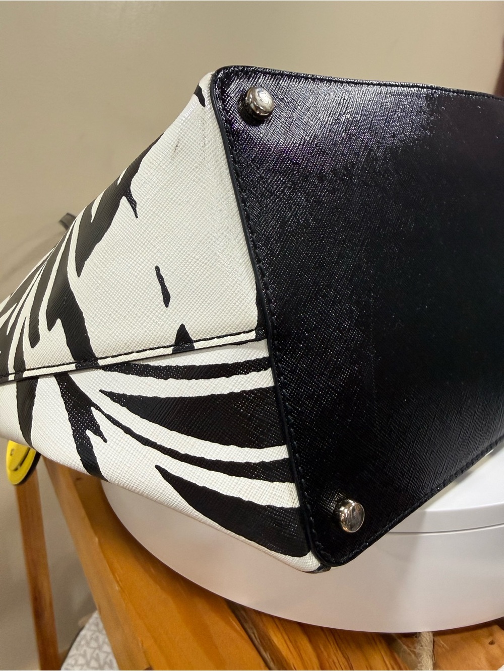 kate spade Aloha series Black & White Palm Leaf Tote with Yellow Charm - Picture 10 of 16